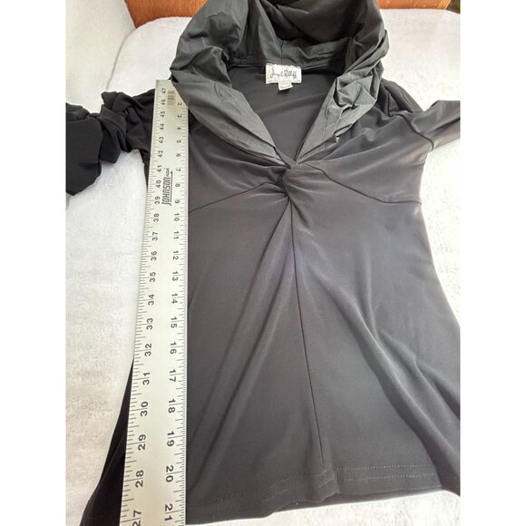 Joseph Ribkoff Womens Black Twist Front Hooded Long Sleeve Top Size 4 Pullover - Picture 7 of 8